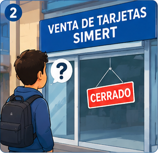 Punto de venta de tarjetas SIMERT cerrado