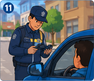 Un agente inspecciona el vehículo